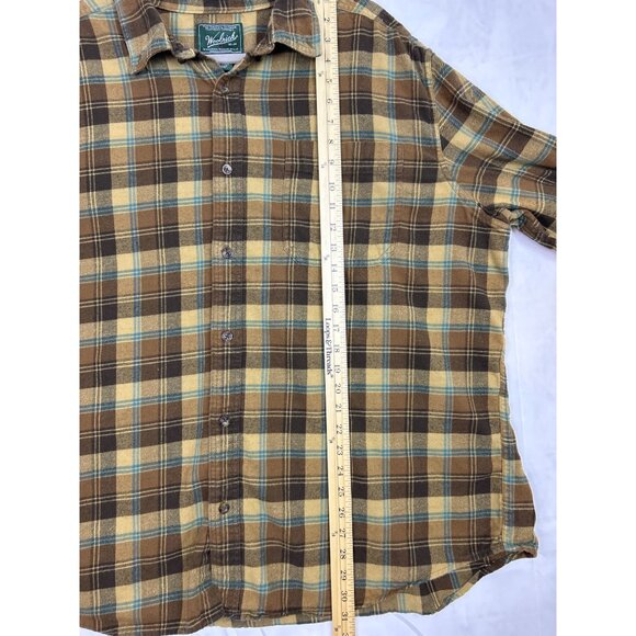 Woolrich Men’s XXL Brown Plaid Flannel Fall Shirt Button-Up Gorpcore - Picture 9 of 9